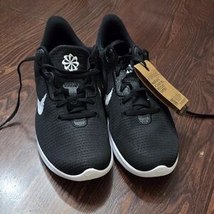 Nike Black Mesh Athletic Shoes with White Details